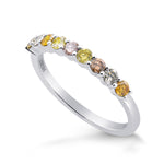 9 Stone Multicolored Diamond Band Ring