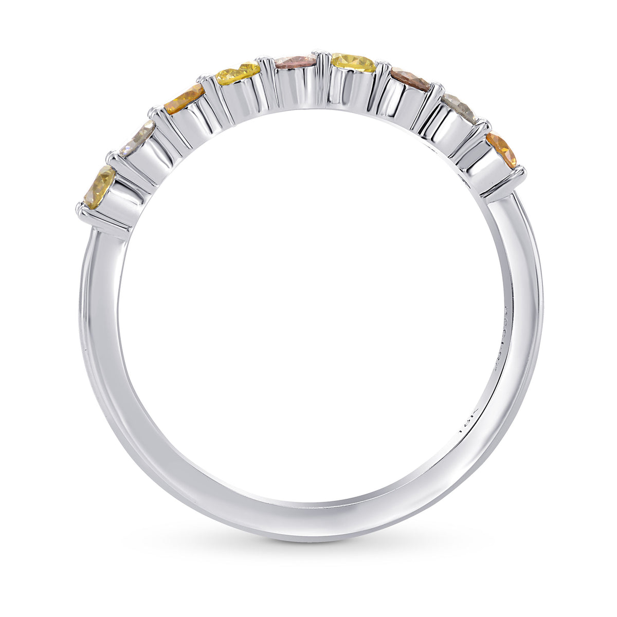9 Stone Multicolored Diamond Band Ring