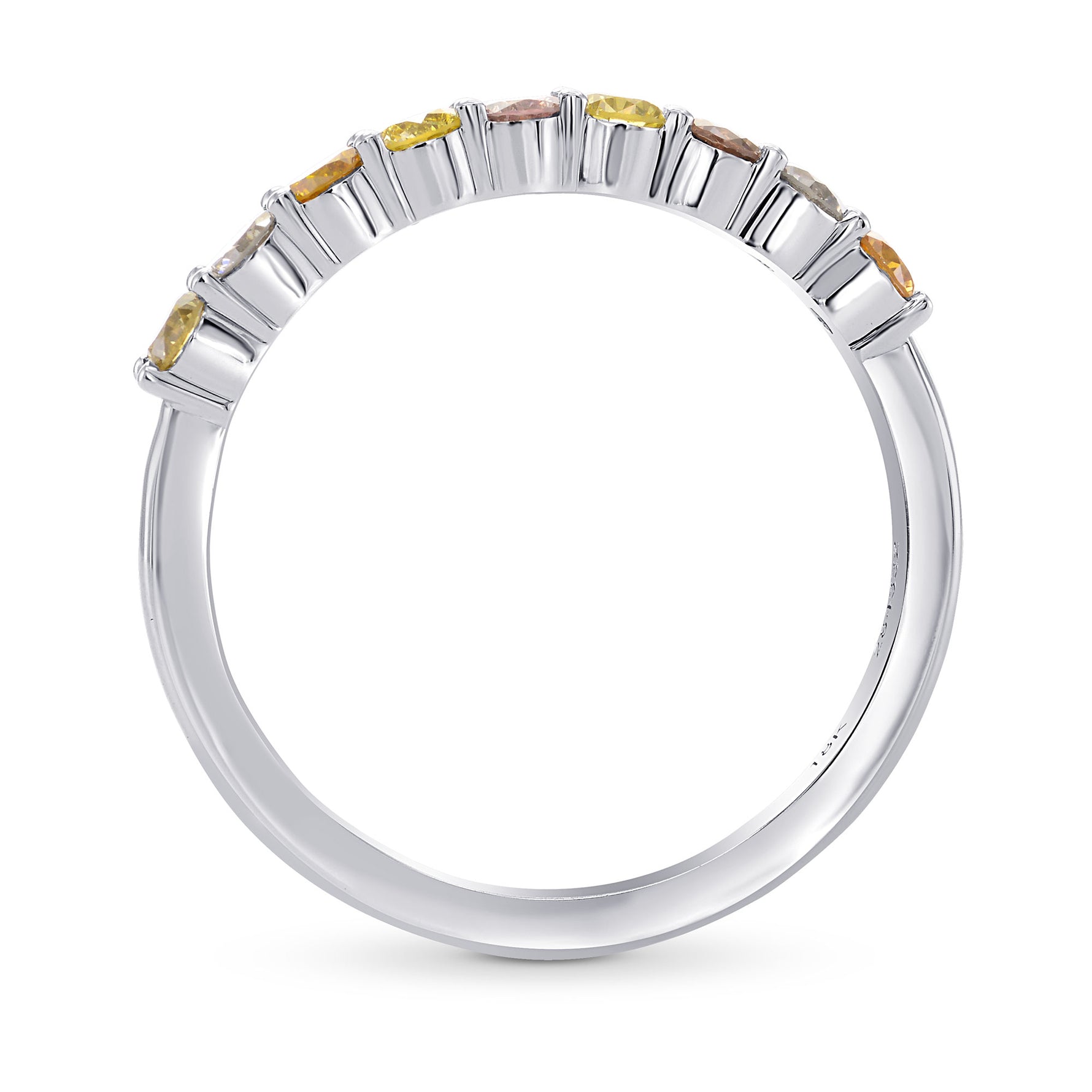 9 Stone Multicolored Diamond Band Ring