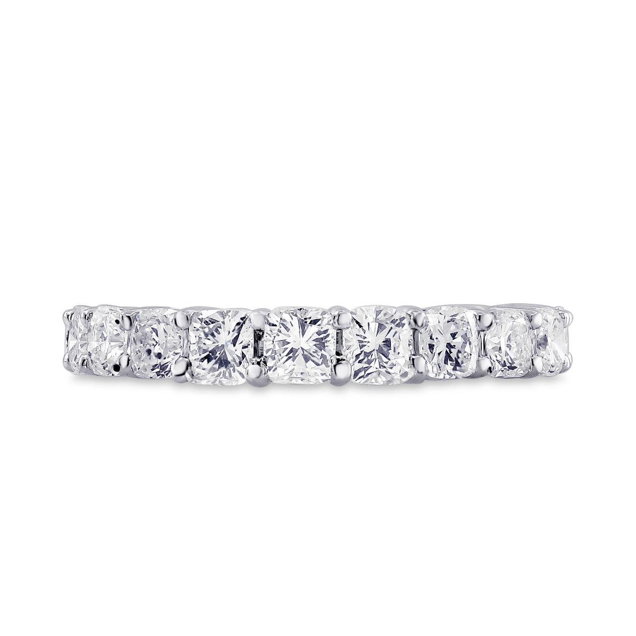 Platinum Cushion-Cut Diamond Full Eternity Band Ring