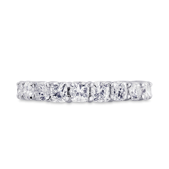 Platinum Cushion-Cut Diamond Full Eternity Band Ring