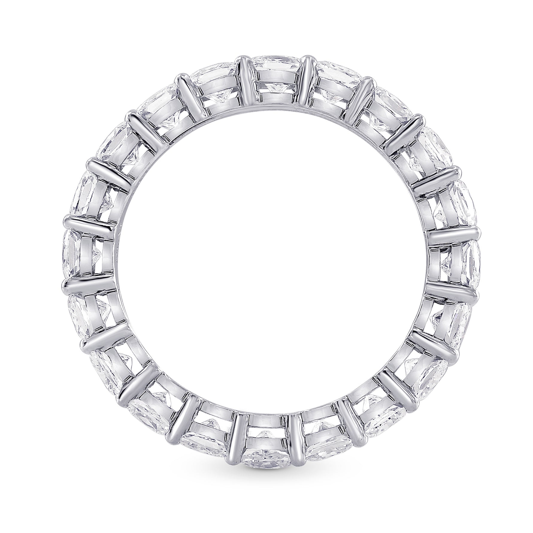 Platinum Cushion-Cut Diamond Full Eternity Band Ring - 2