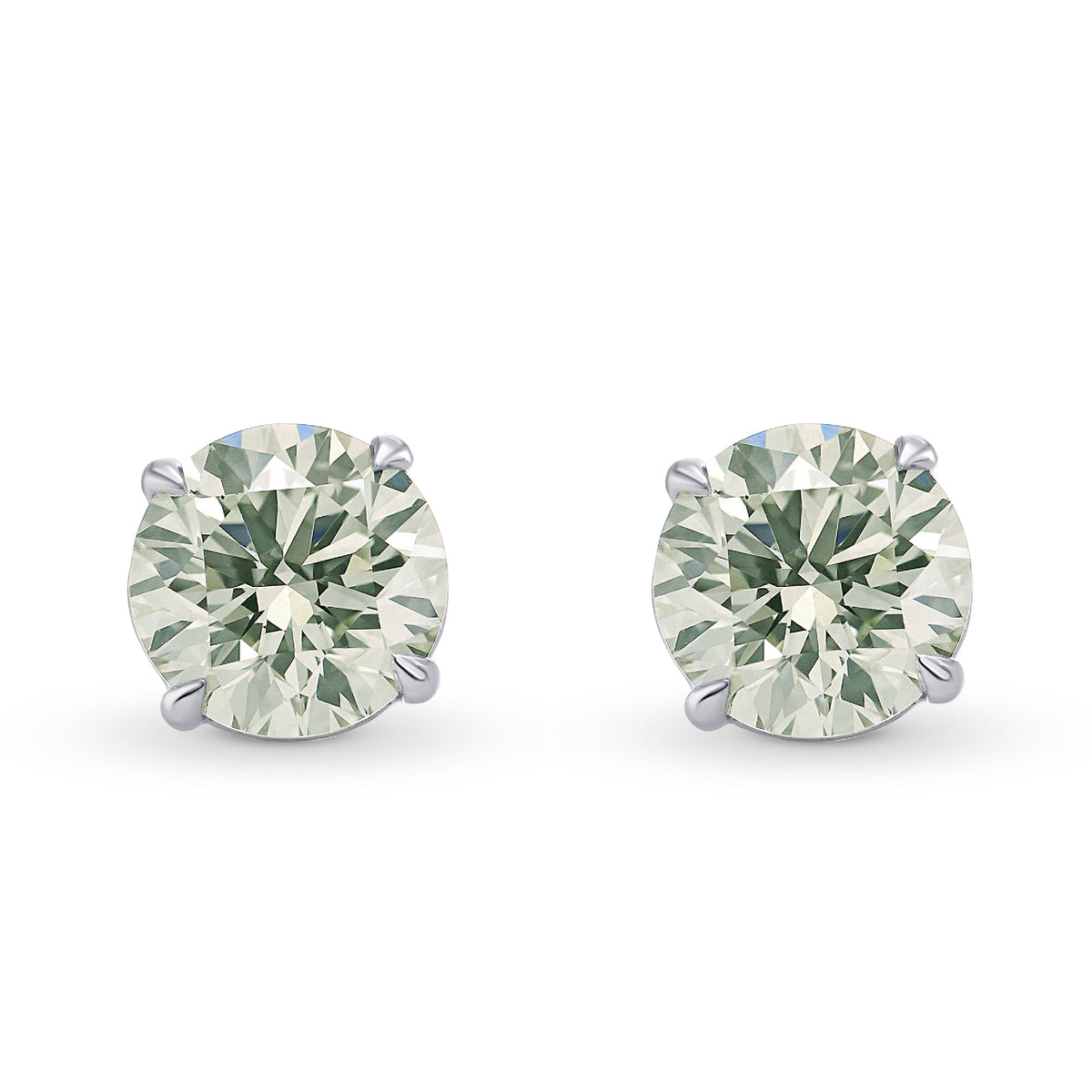 Very Light Green Diamond Stud Earrings