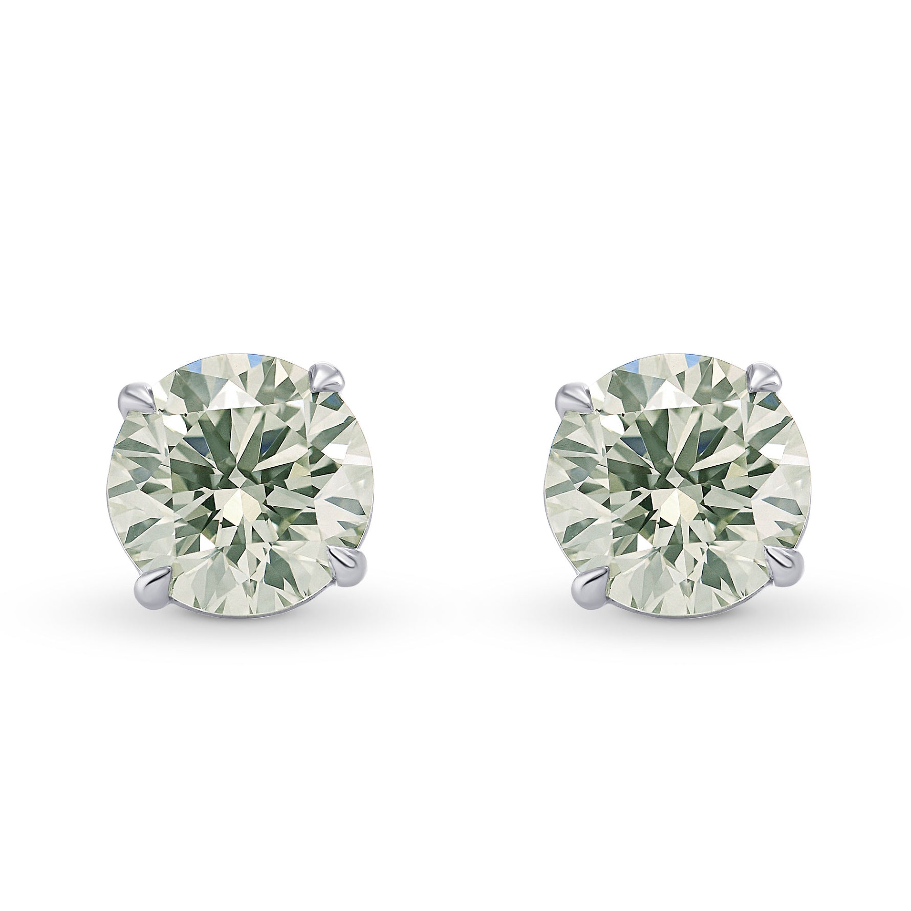 Very Light Green Diamond Stud Earrings