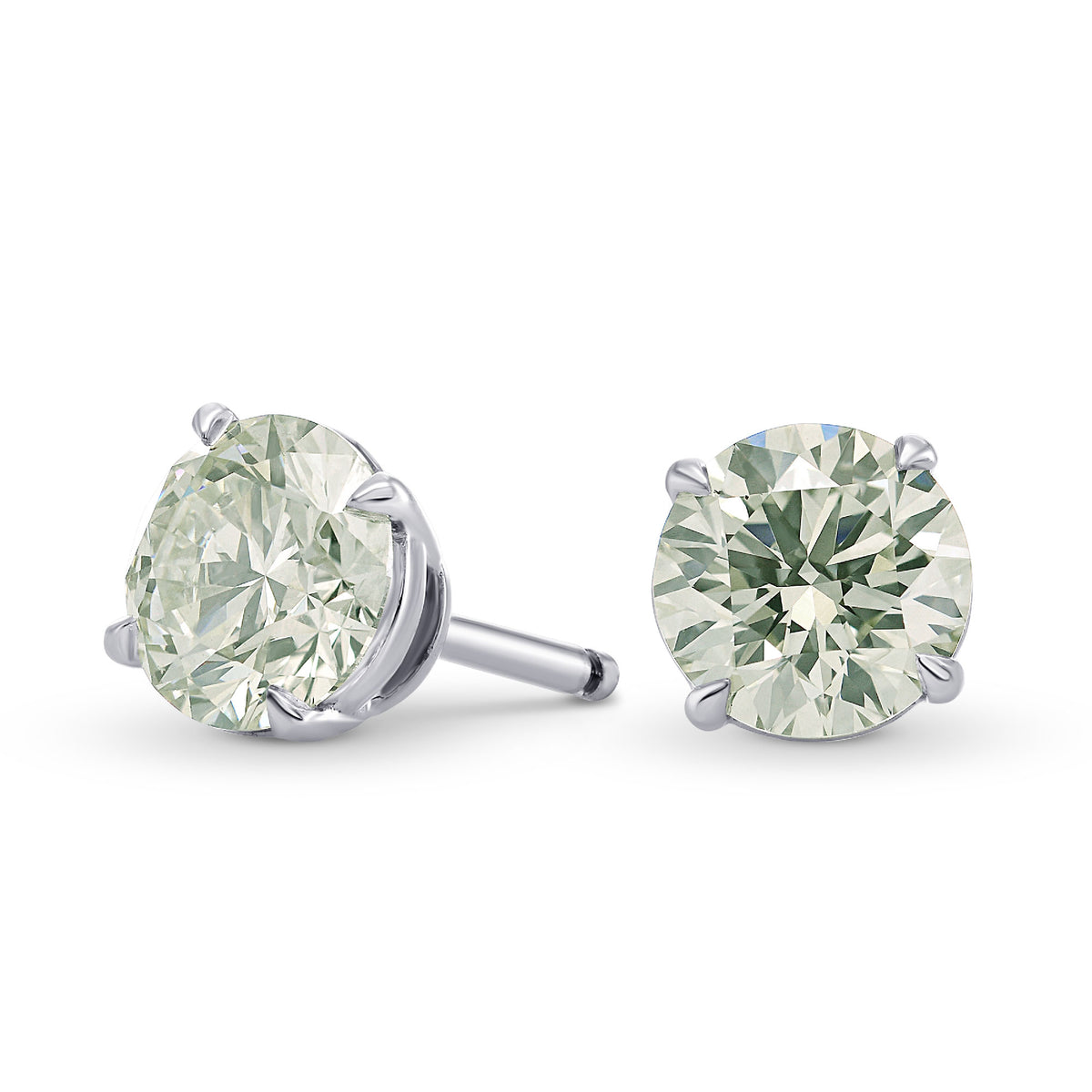 Very Light Green Diamond Stud Earrings
