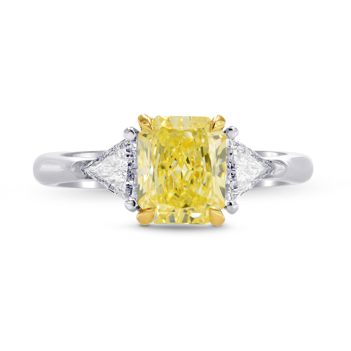 Fancy Light Yellow Radiant & Triangle Diamond Ring
