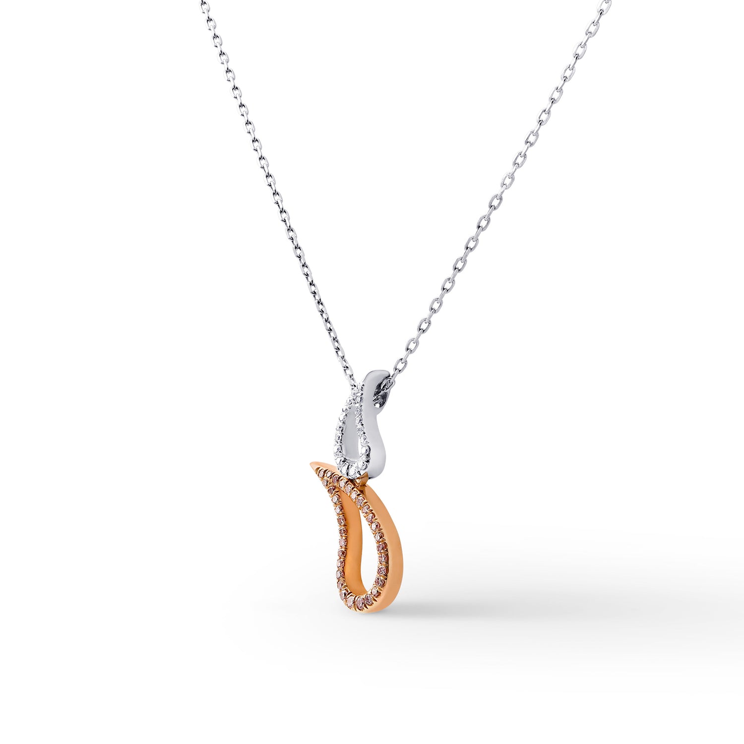 Fancy Pink and White Pave Diamond Teardrop Pendant