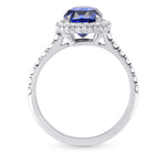 Vivid Blue Sapphire & Diamond Halo Engagement Ring