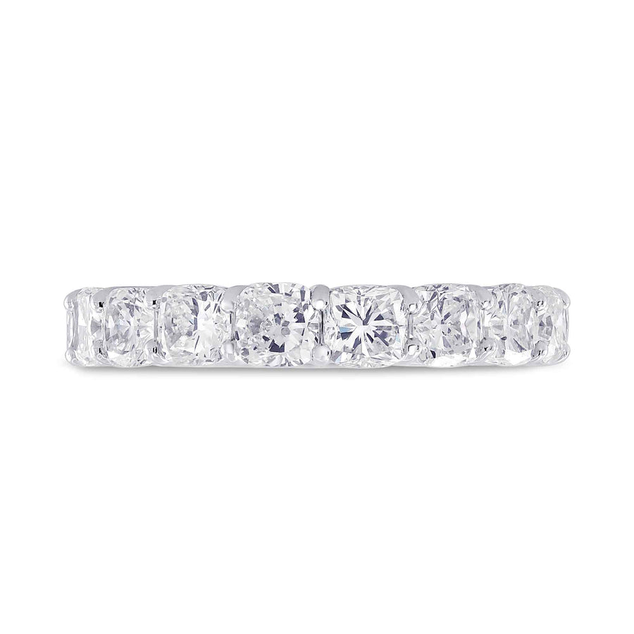 Platinum Cushion-Cut Diamond Full Eternity Band Ring