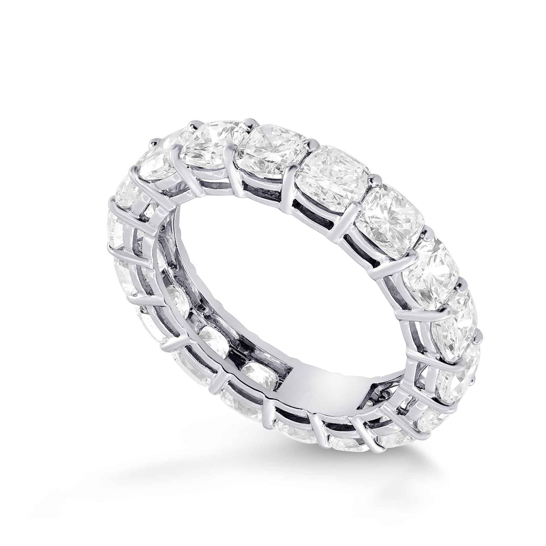 Platinum Cushion-Cut Diamond Full Eternity Band Ring - 3