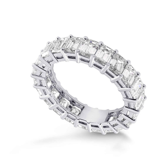 Platinum Emerald-Cut Diamond Full Eternity Band Ring - 3