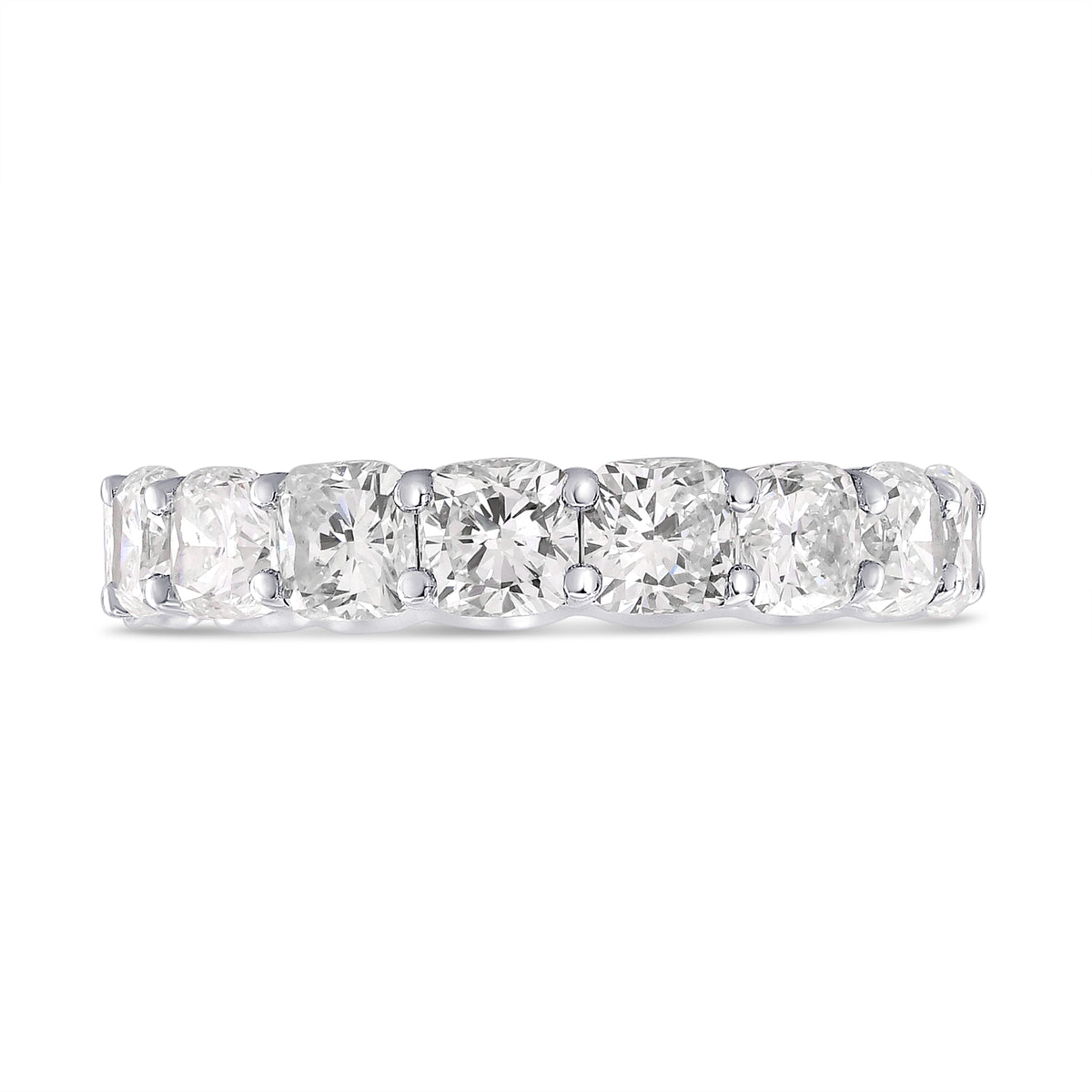 Platinum Cushion-Cut Diamond Full Eternity Band Ring
