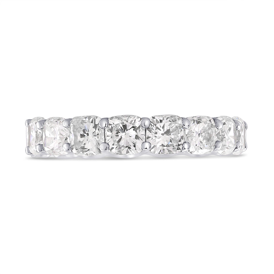 Platinum Cushion-Cut Diamond Full Eternity Band Ring