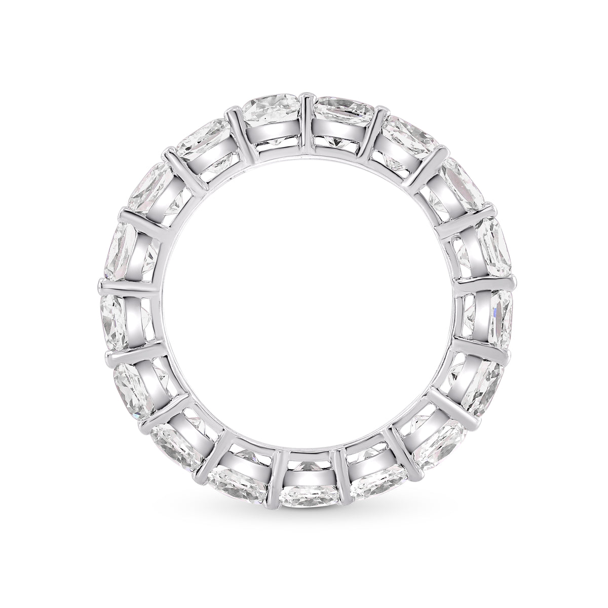Platinum Cushion-Cut Diamond Full Eternity Band Ring - 2