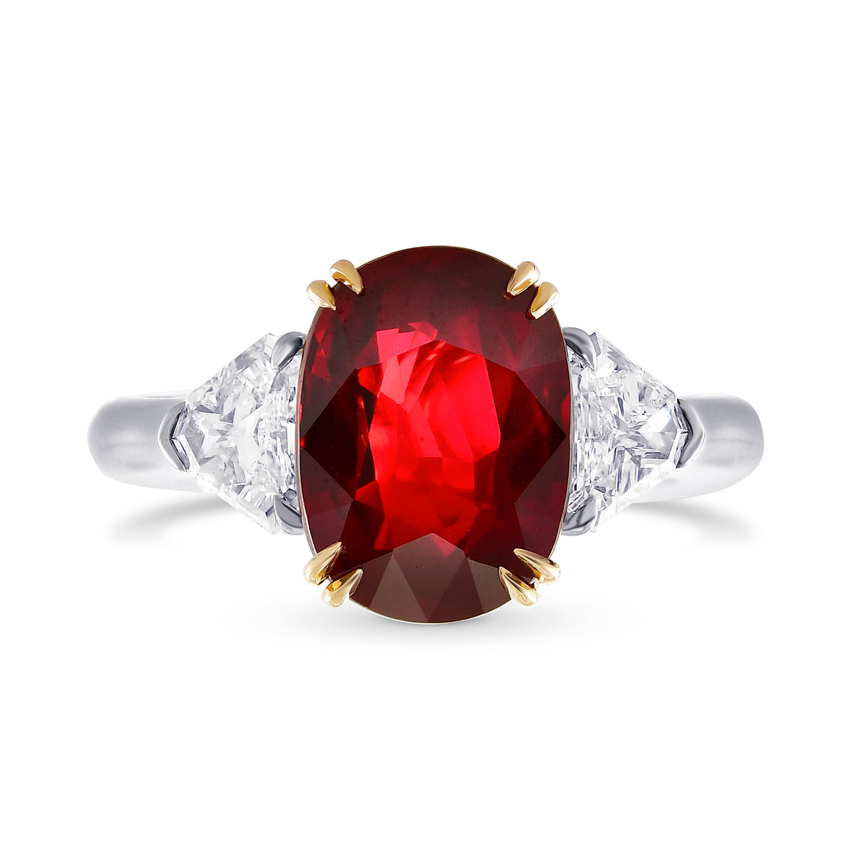 Mozambique No Heat Ruby Wedding Bands Three Stone Ring GRS