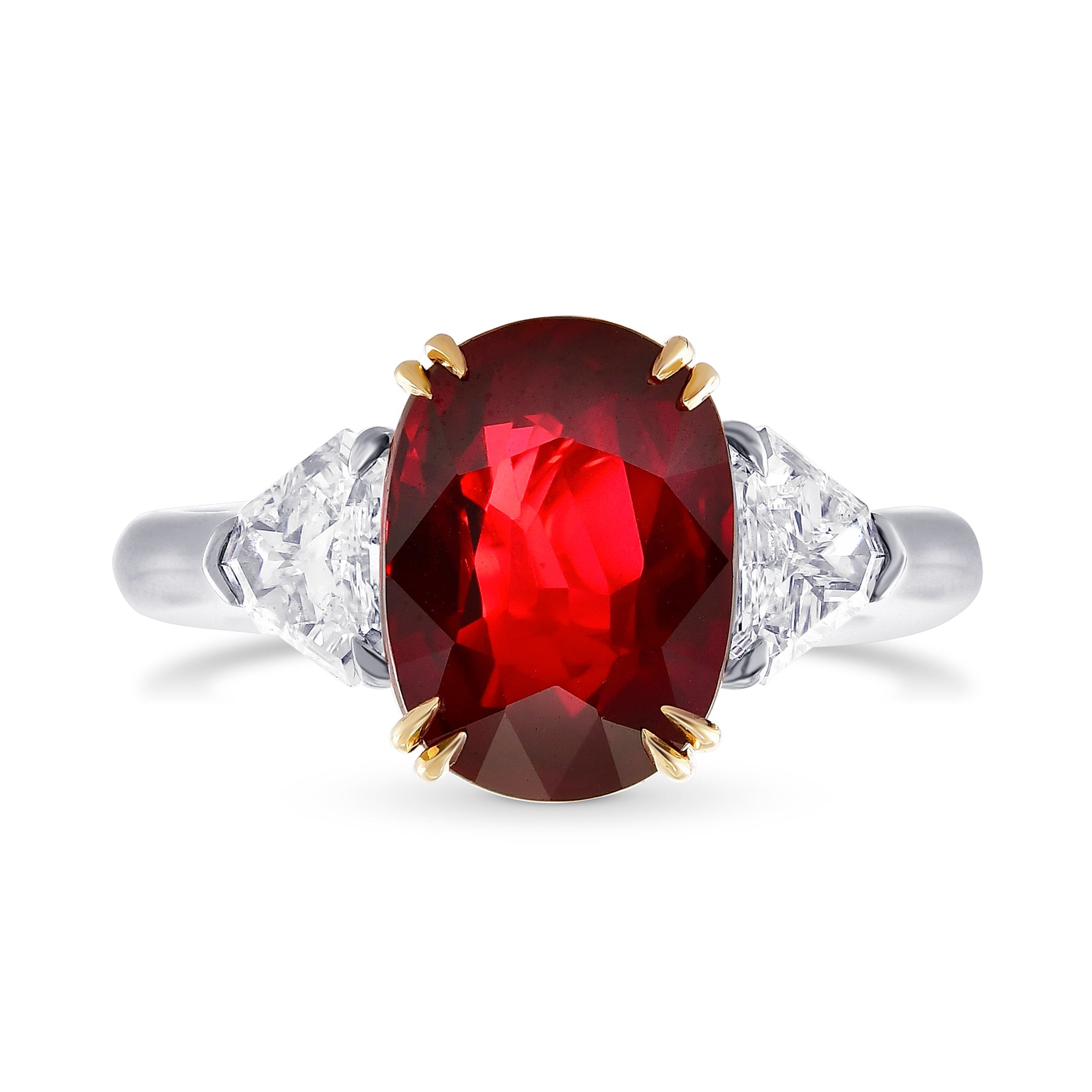 Mozambique No Heat Ruby Wedding Bands Three Stone Ring GRS