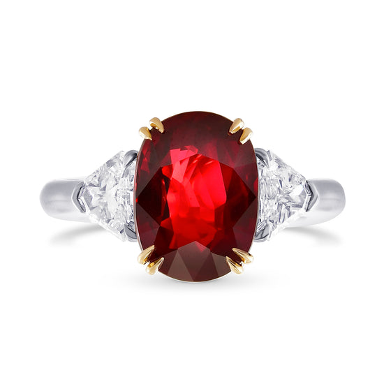 Mozambique No Heat Ruby Wedding Bands Three Stone Ring GRS
