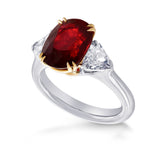 Mozambique No Heat Ruby Wedding Bands Three Stone Ring GRS - 3