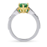 Zambian Emerald Pear & Diamond Ring