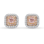 Fancy Light Pink Cushion Diamond Halo Earrings