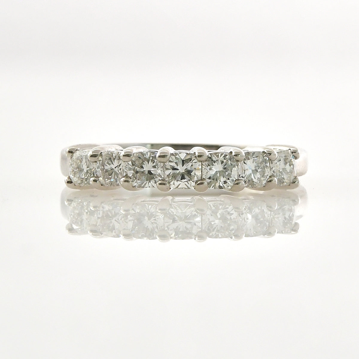 Cushion White Diamond Band Ring