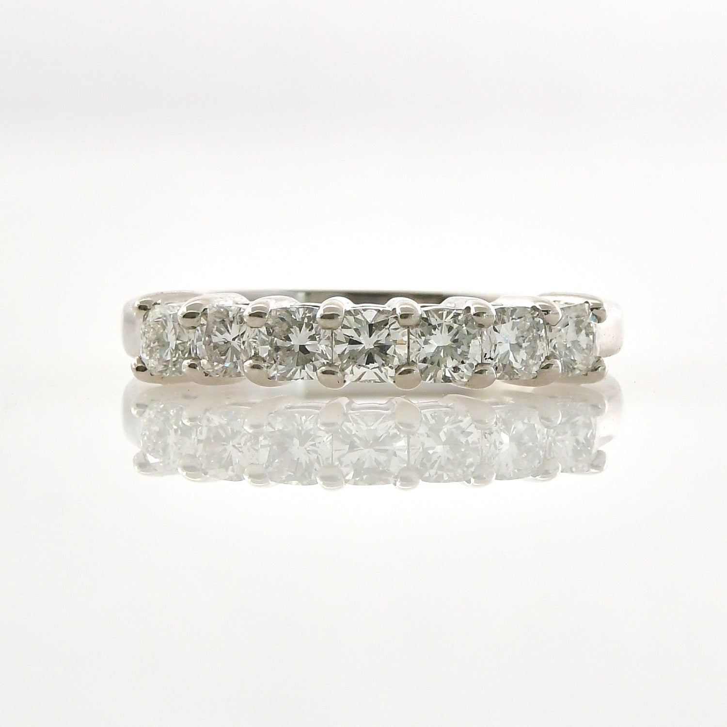 Cushion White Diamond Band Ring