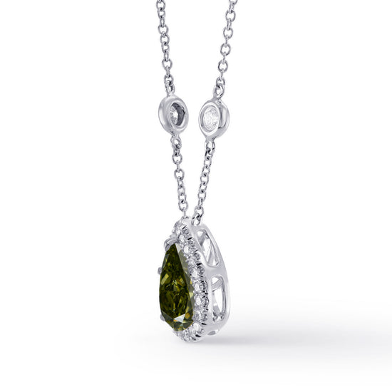 Fancy Yellow Pear Diamond Halo Pendant