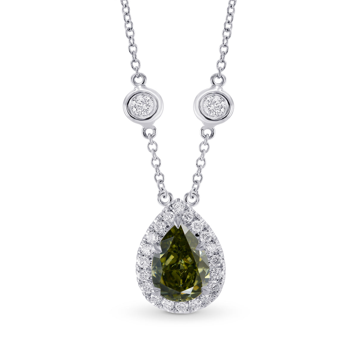 Fancy Yellow Pear Diamond Halo Pendant