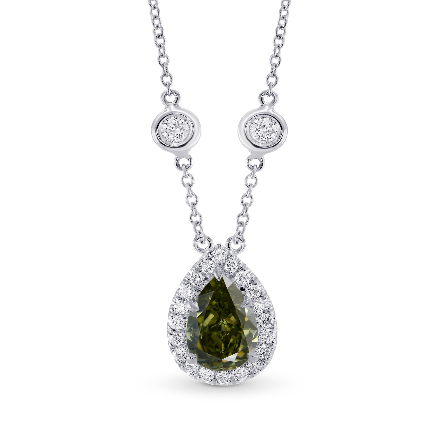 Fancy Yellow Pear Diamond Halo Pendant