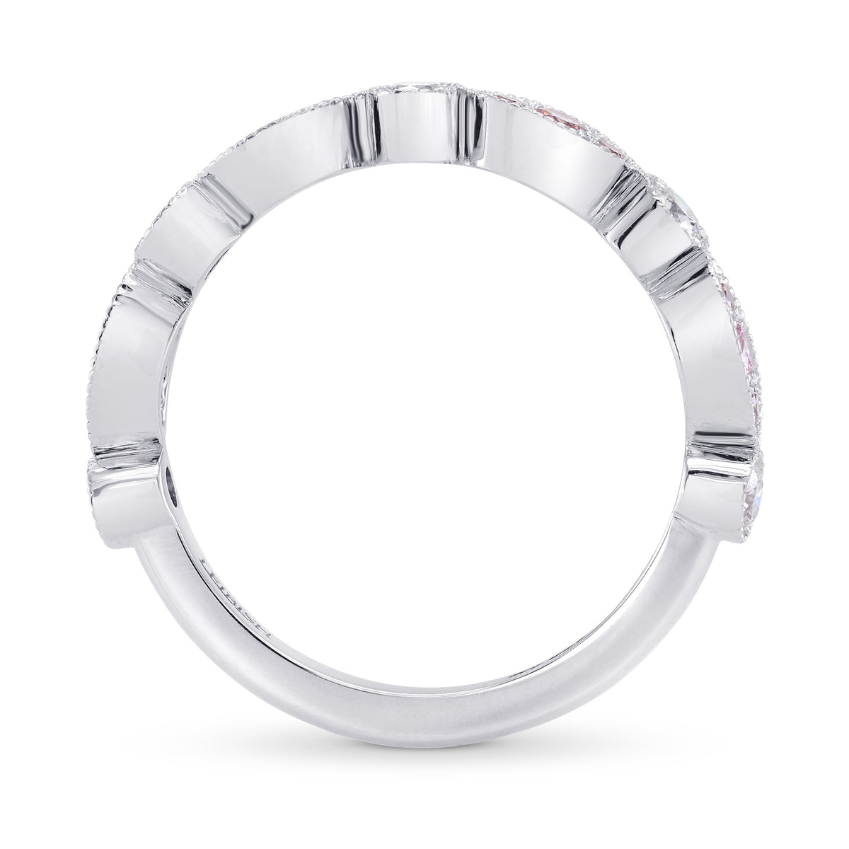 Platinum Pink & White Diamond Designer Band Ring
