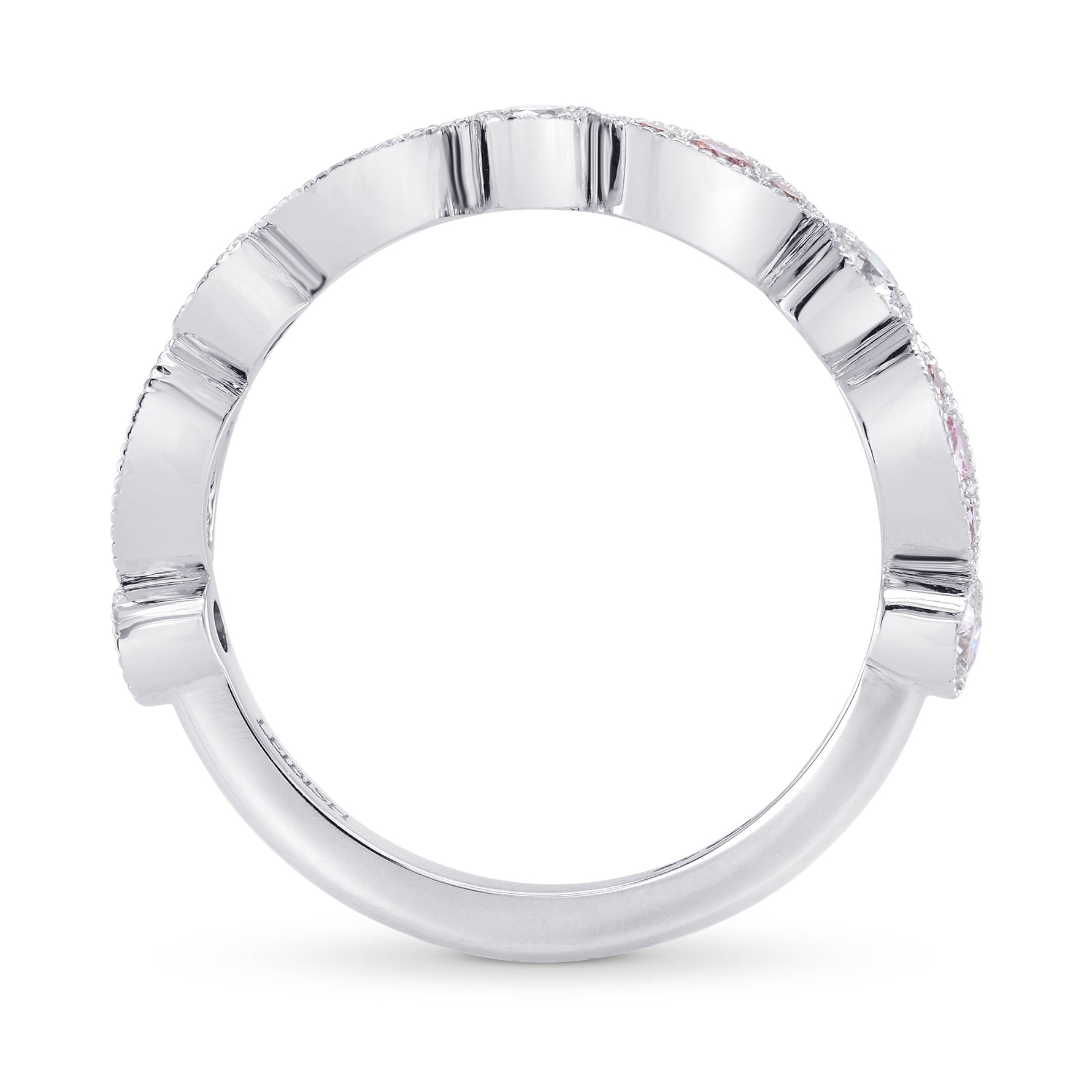 Platinum Pink & White Diamond Designer Band Ring