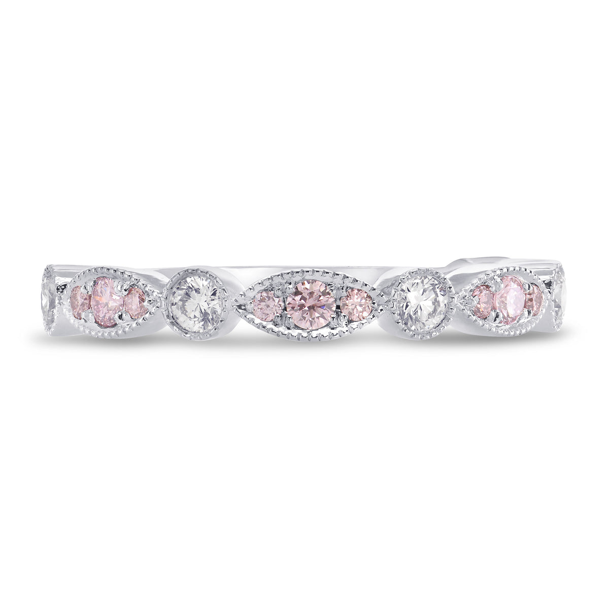 Platinum Pink & White Diamond Designer Band Ring
