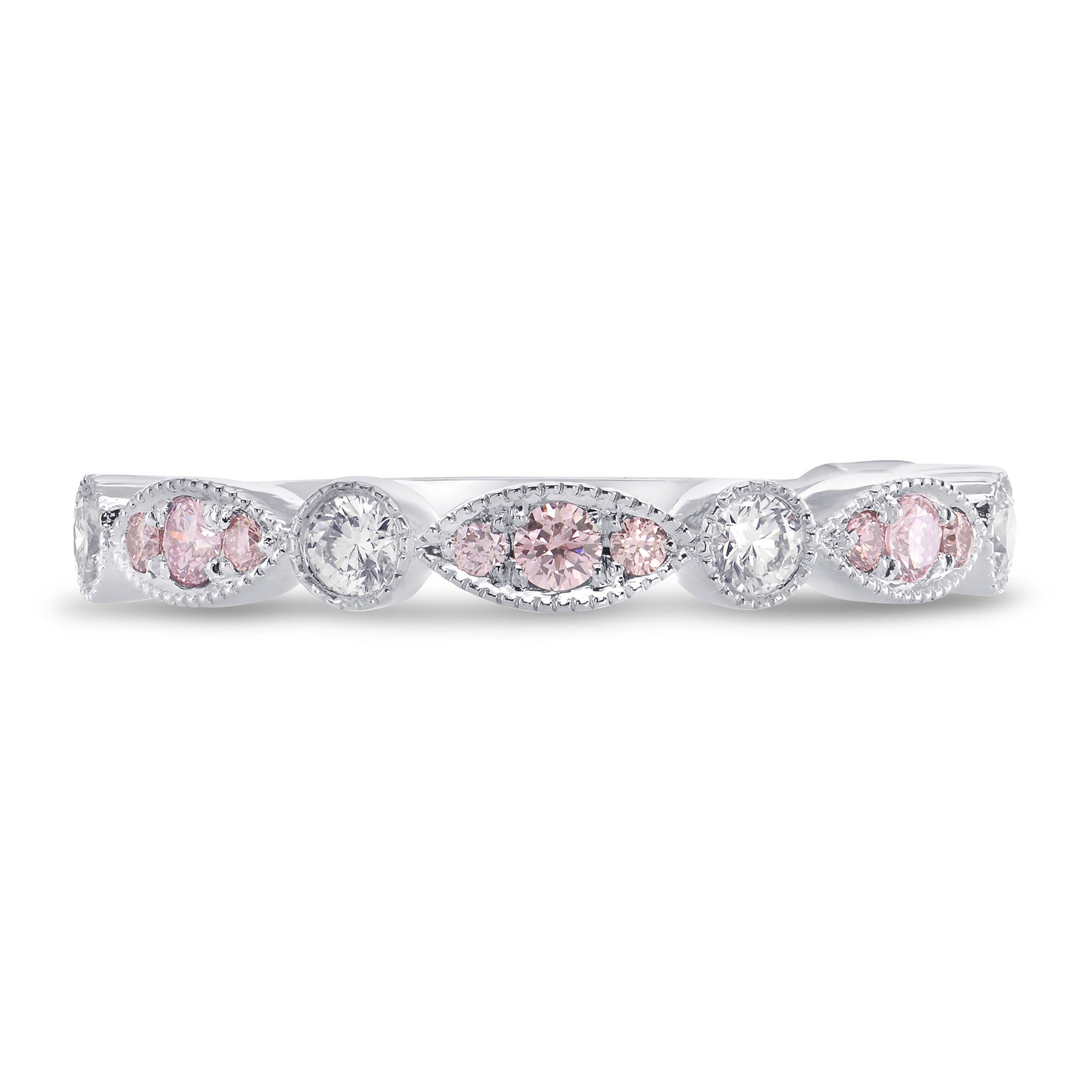 Platinum Pink & White Diamond Designer Band Ring