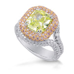 Fancy Intense Green Yellow Radiant Diamond Ring