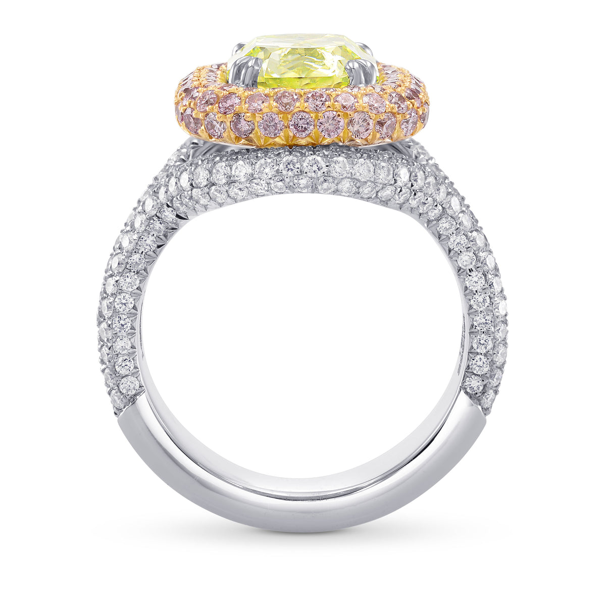 Fancy Intense Green Yellow Radiant Diamond Ring