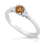 Round Orange Diamond Engagement Ring