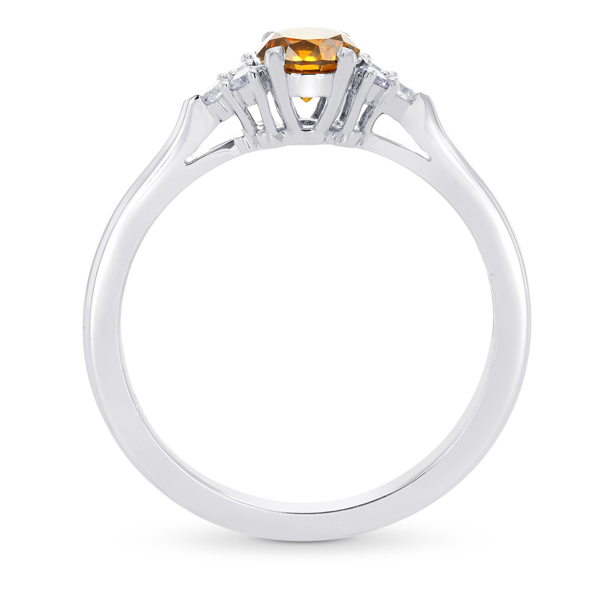 Round Orange Diamond Engagement Ring
