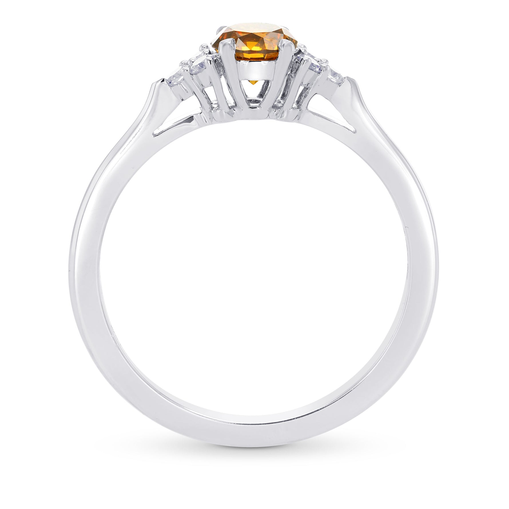 Round Orange Diamond Engagement Ring