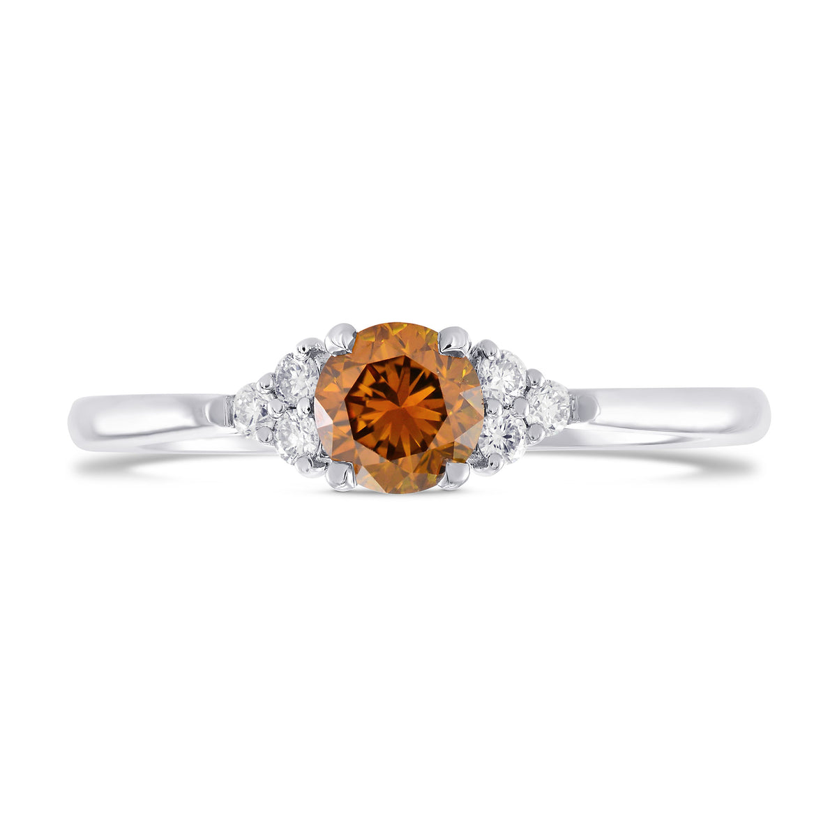 Round Orange Diamond Engagement Ring