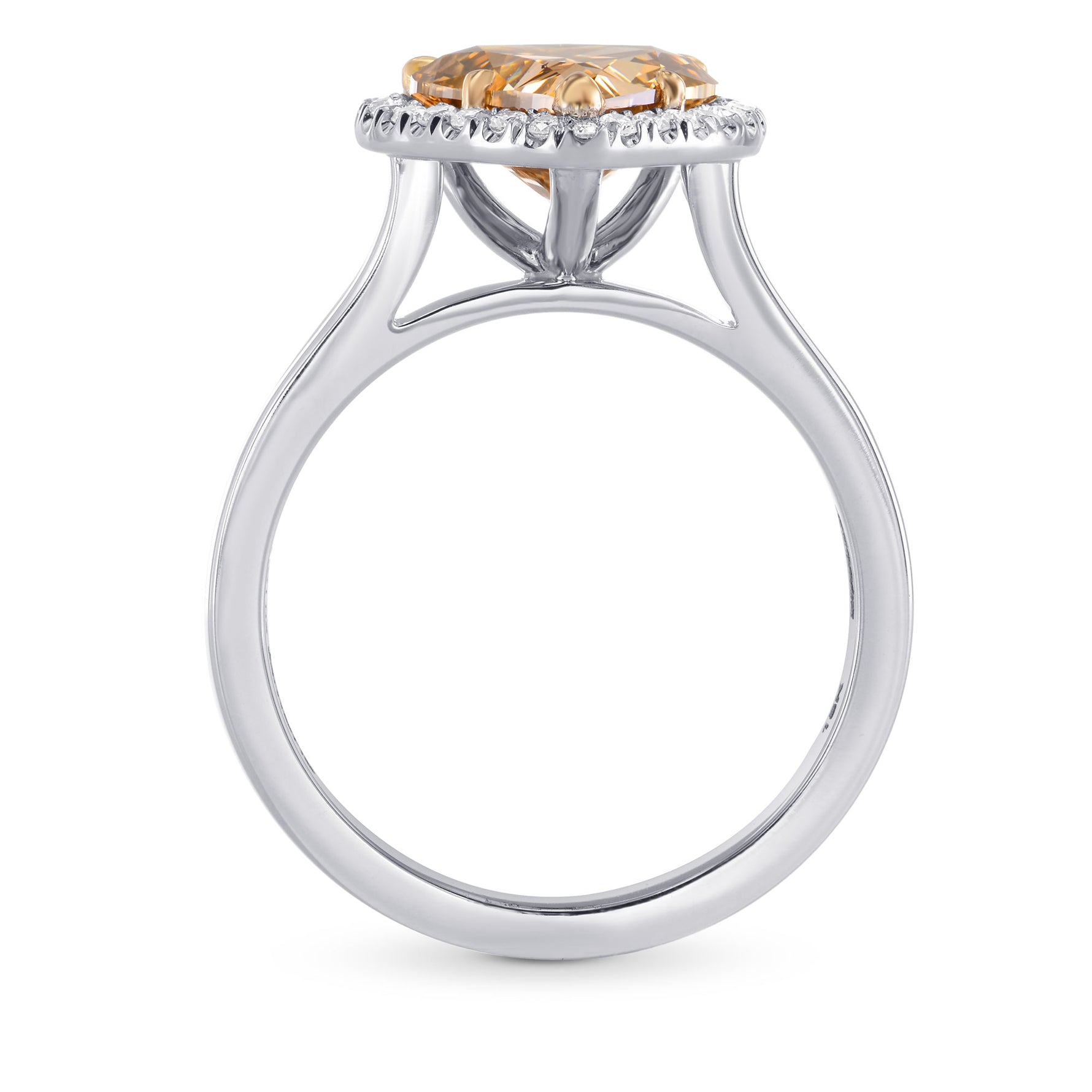 Fancy Yellow Brown Heart Diamond Halo Ring