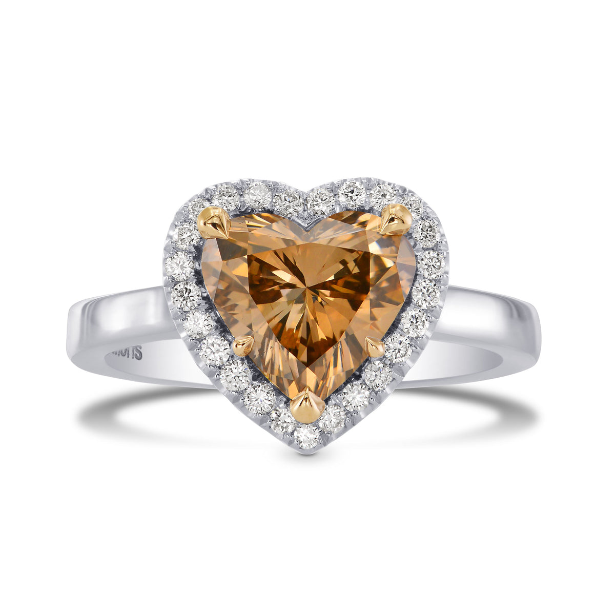 Fancy Yellow Brown Heart Diamond Halo Ring