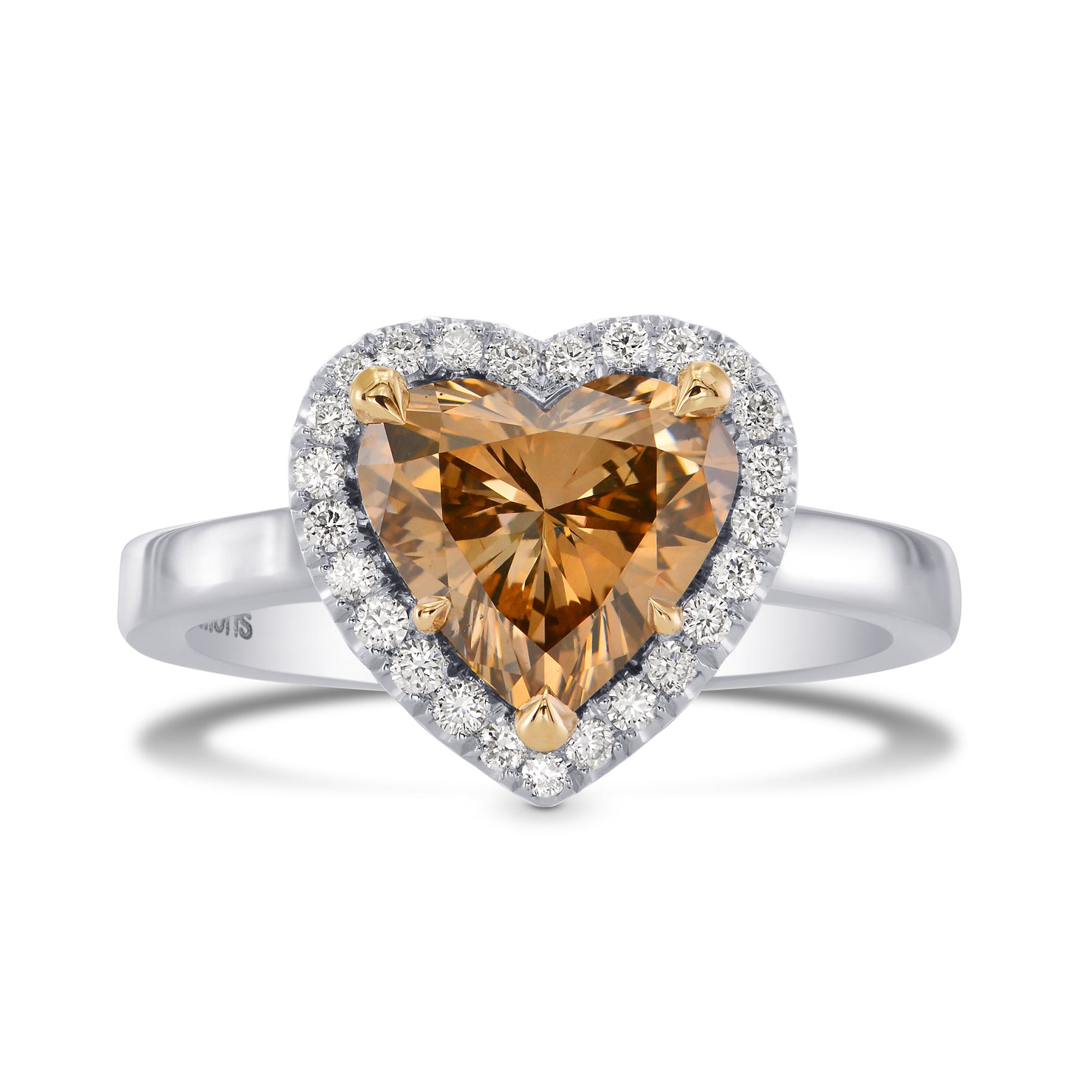 Fancy Yellow Brown Heart Diamond Halo Ring