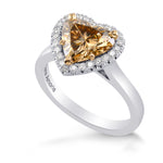 Fancy Yellow Brown Heart Diamond Halo Ring