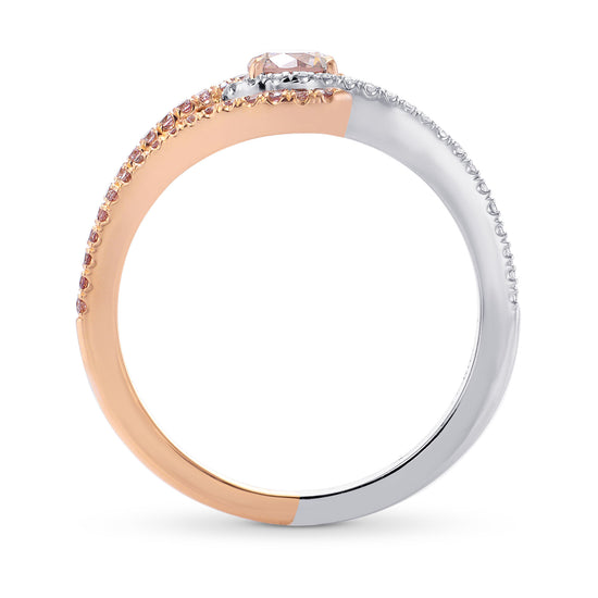  Fancy Light Orangy Pink  Crossover Halo Diamond Ring