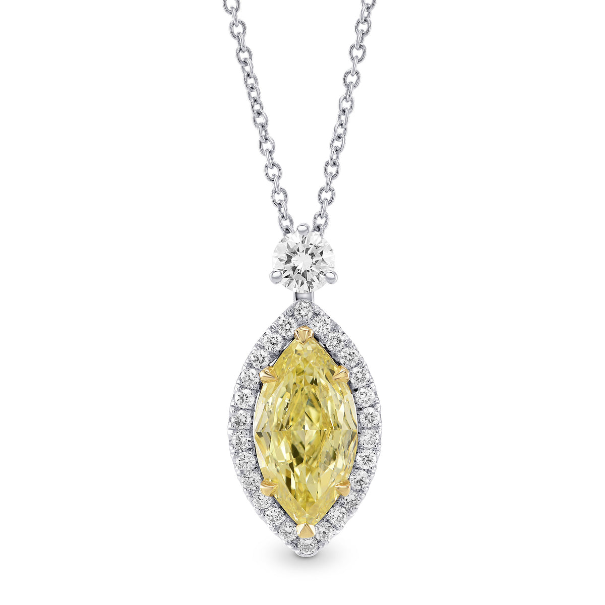 Fancy Intense Yellow Marquise Diamond Pendant