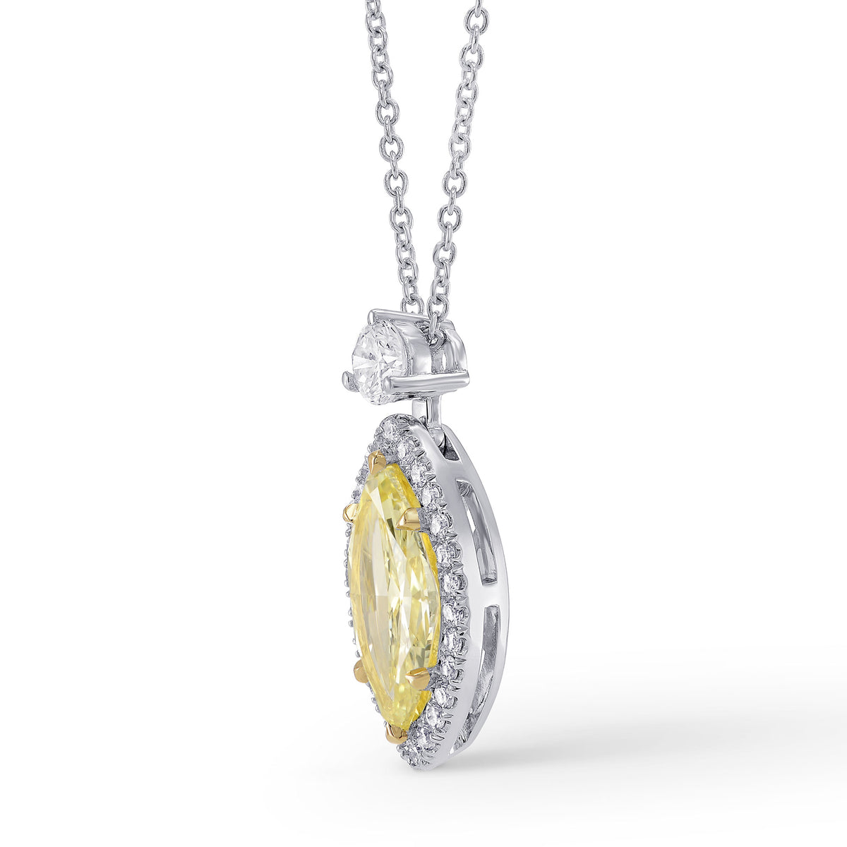Fancy Intense Yellow Marquise Diamond Pendant