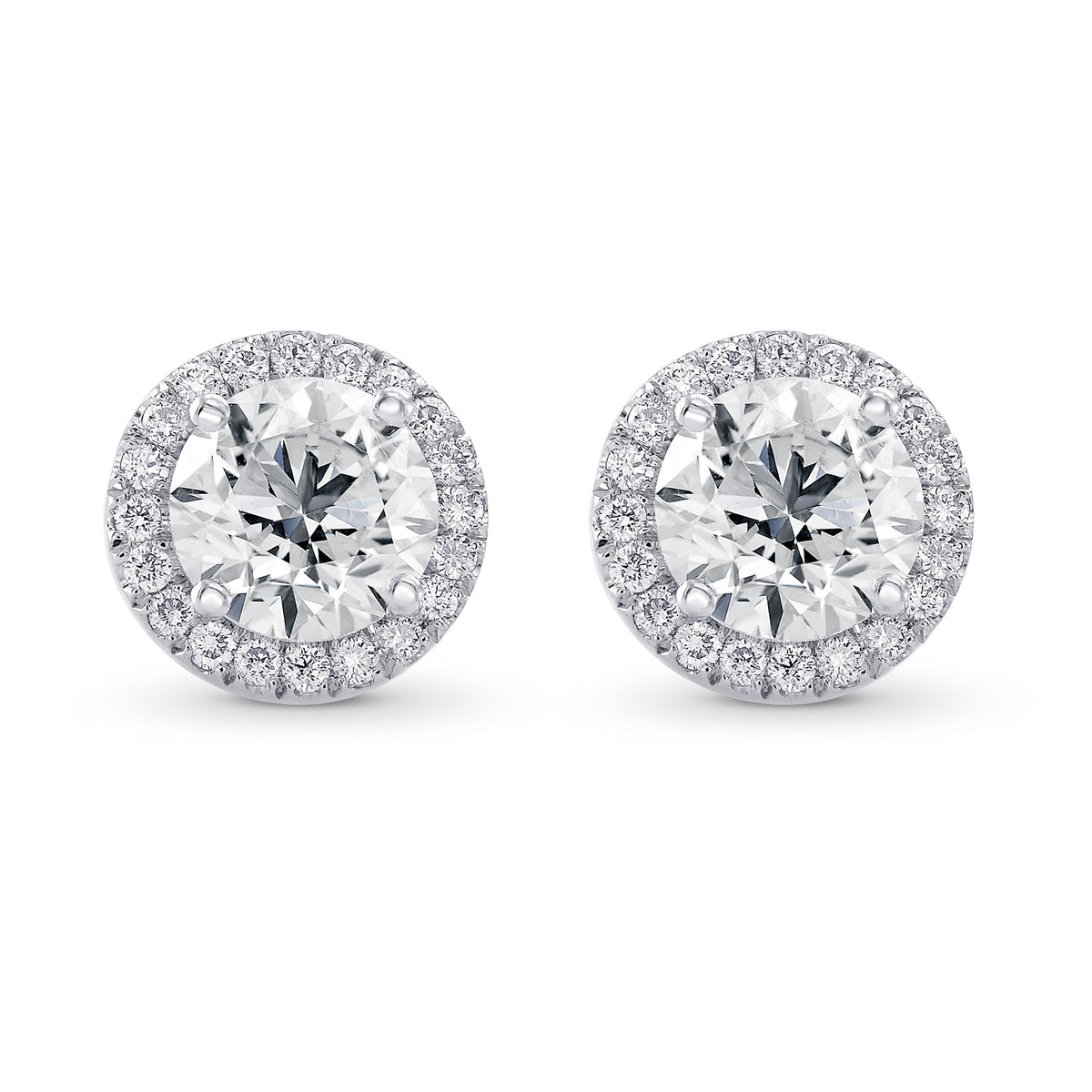 Round Brilliant Diamond Halo Earrings