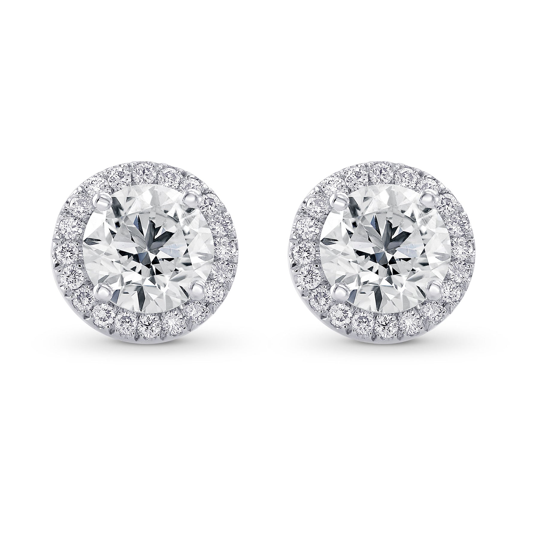 Round Brilliant Diamond Halo Earrings