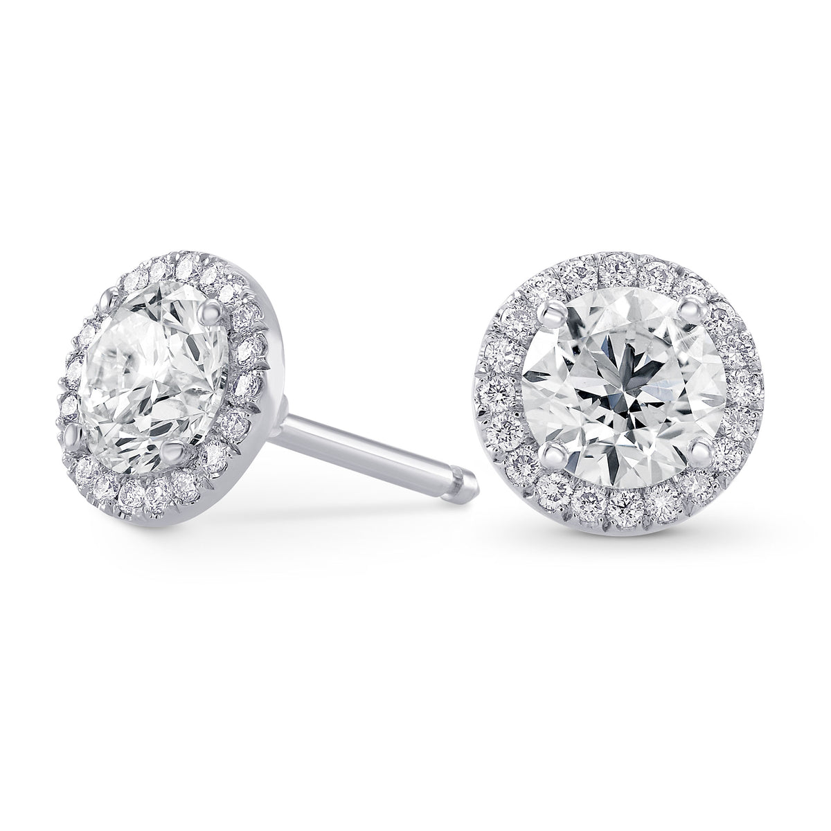 Round Brilliant Diamond Halo Earrings