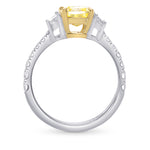 Fancy Yellow Cushion & Trapezoid Diamond Ring